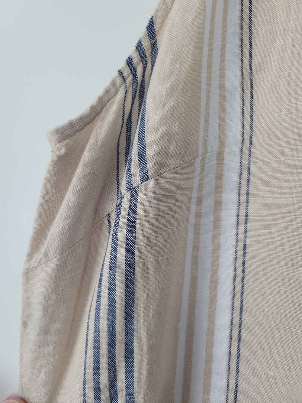Liz Claiborne Sleeveless Linen Beige Striped Button-Front Dress with Tie Waist - Picture 7 of 7
